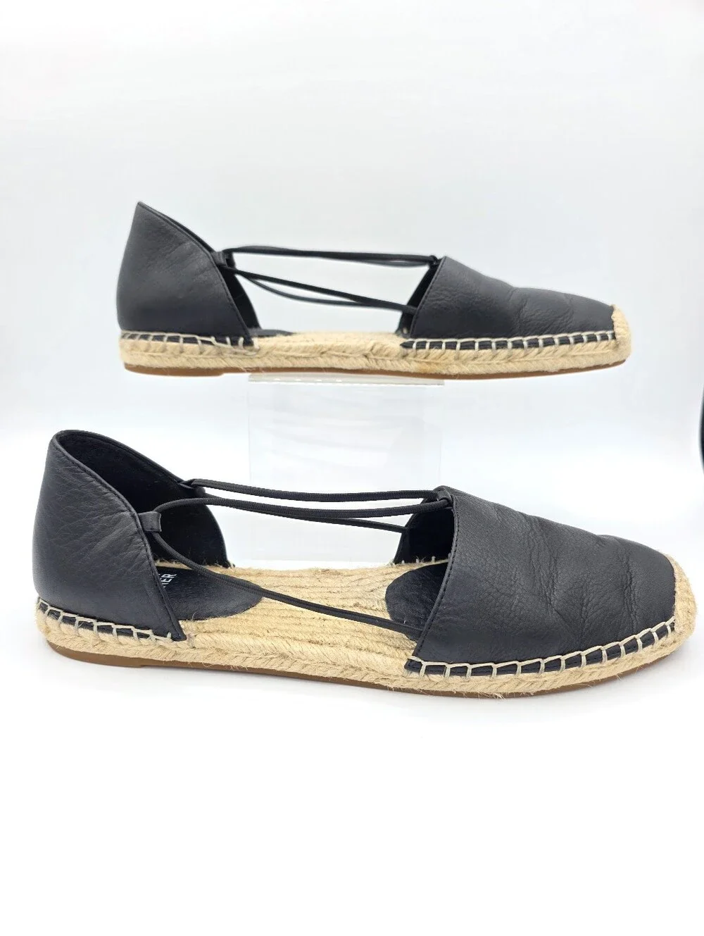 Eileen Fisher Black Leather Espadrilles Flats Size 10 Slip‎ On